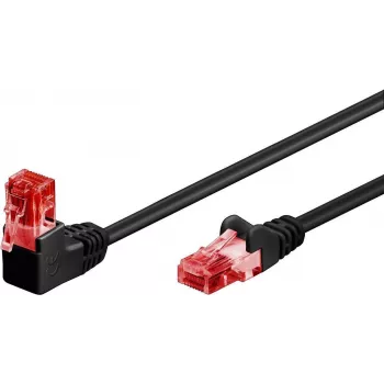 Cabo de rede Goobay CAT 6 1x 90° angular, U/UTP, preto, 5 m - patilha de retenção em cima, mistura de cobre CCA (51518)
