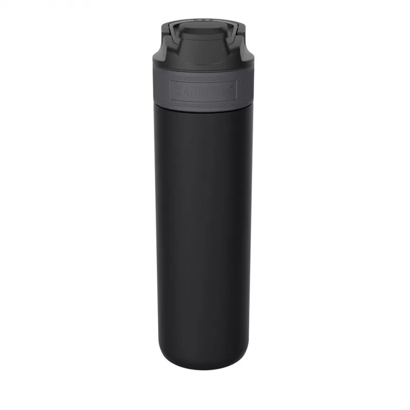 Garrafa isotérmica Kambukka ELTON 600 ml — preto, aço inoxidável de parede dupla, isolamento a vácuo, à prova de fugas