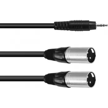Cabo adaptador de áudio Omnitronic 1x jack 3,5 mm para 2x XLR 3 pinos, 1,5 m (modelo 30225158)