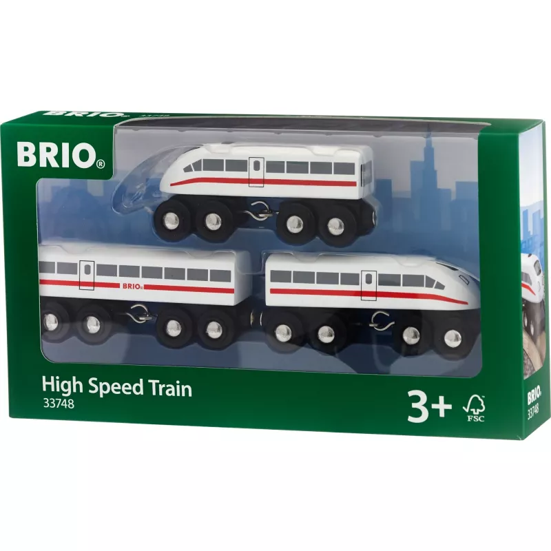 World Comboio rápido com som, veículo de brincar branco/preto, 3 peças