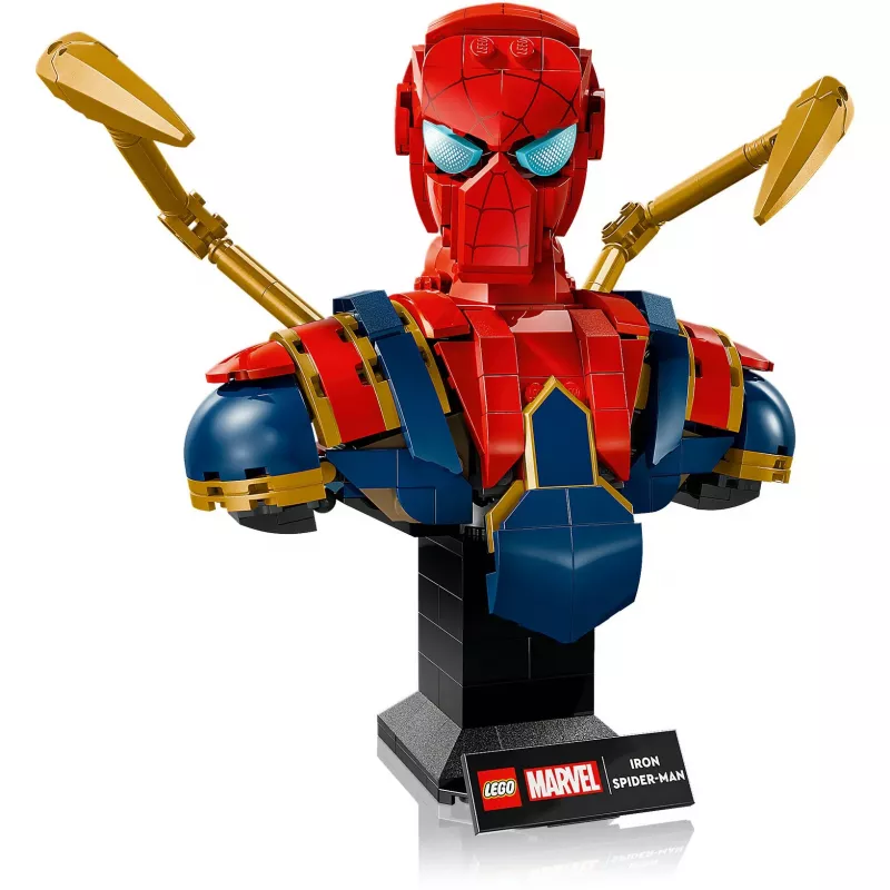 Busto de colecionador LEGO Marvel Iron Spider-Man 76326, 379 peças, modelo de exposição 18+, 170×200×110 mm