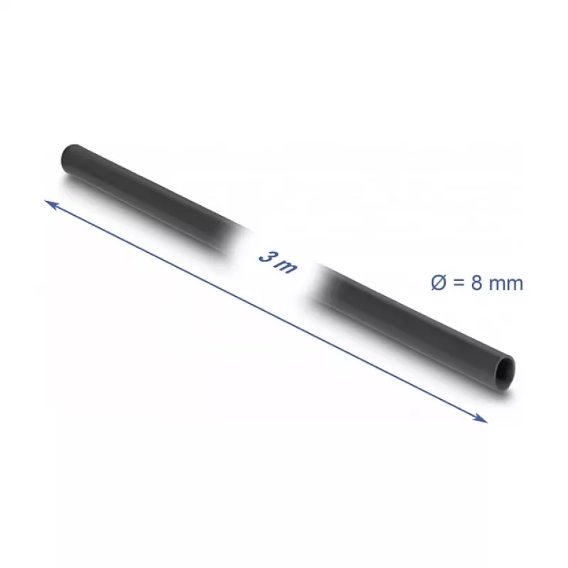 Manga isolante PVC DeLOCK 3 m x 8 mm preta