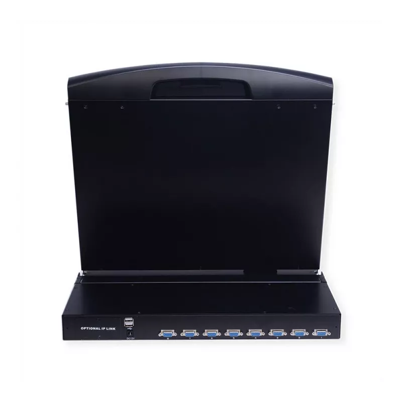 VALUE 26.99.0161 Consola KVM com comutador KVM de 8 portas, USB, disposição alemã, 19 polegadas