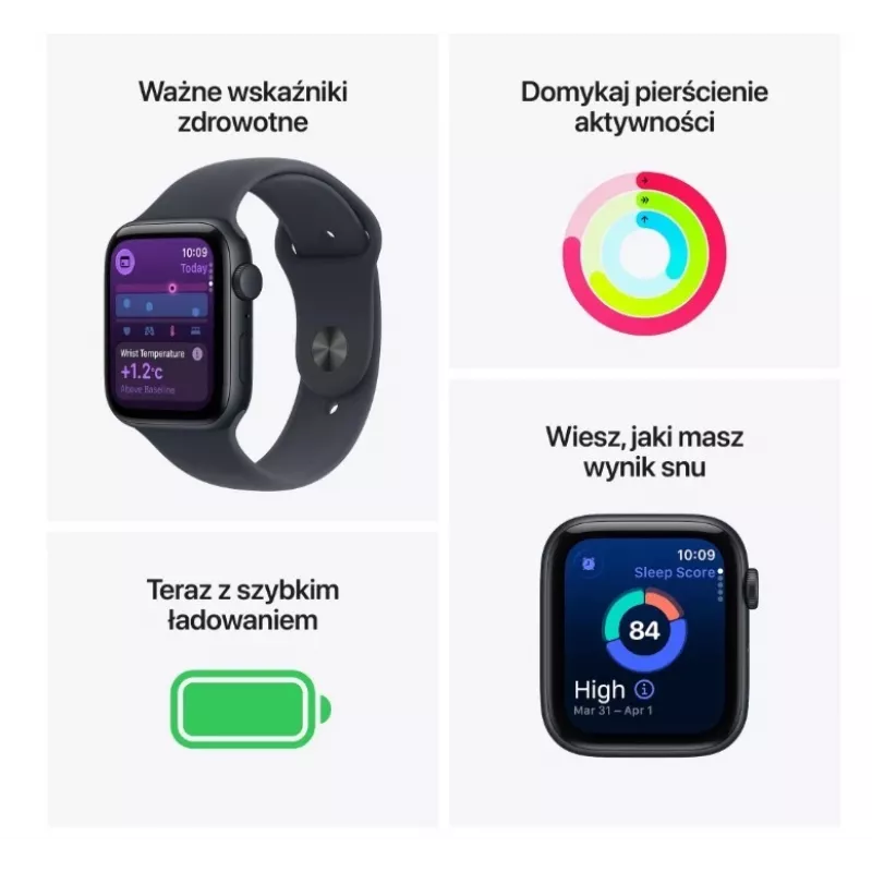 Watch SE 3 GPS+Cellular 44mm caixa de alumínio Mitternacht com bracelete desportiva Mitternacht M/L