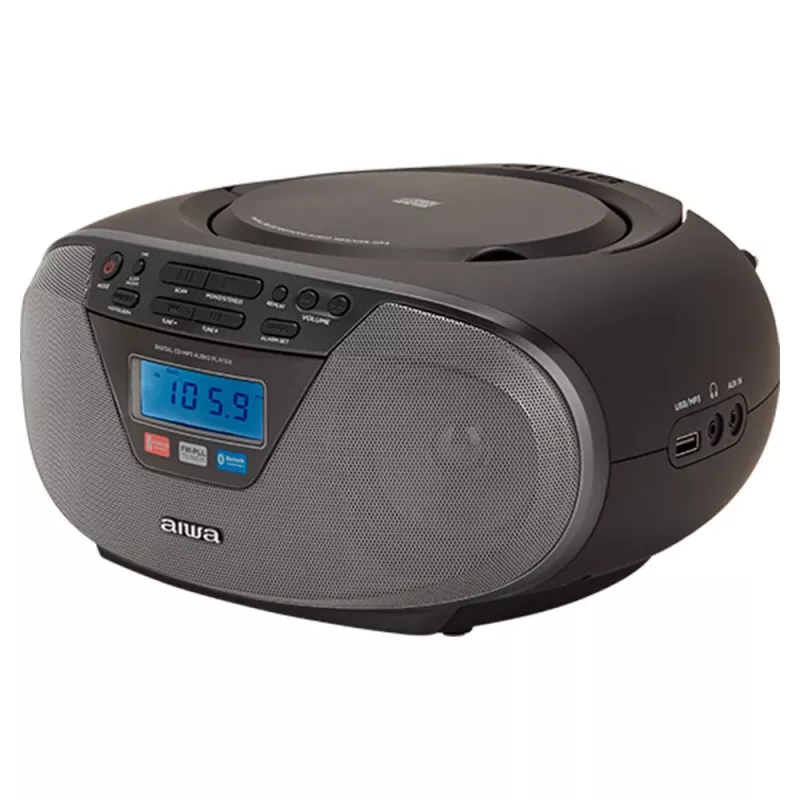 Micro-sistema de áudio Aiwa BBTU-400BK, leitor CD/MP3/FM-PLL/BT (Preto)