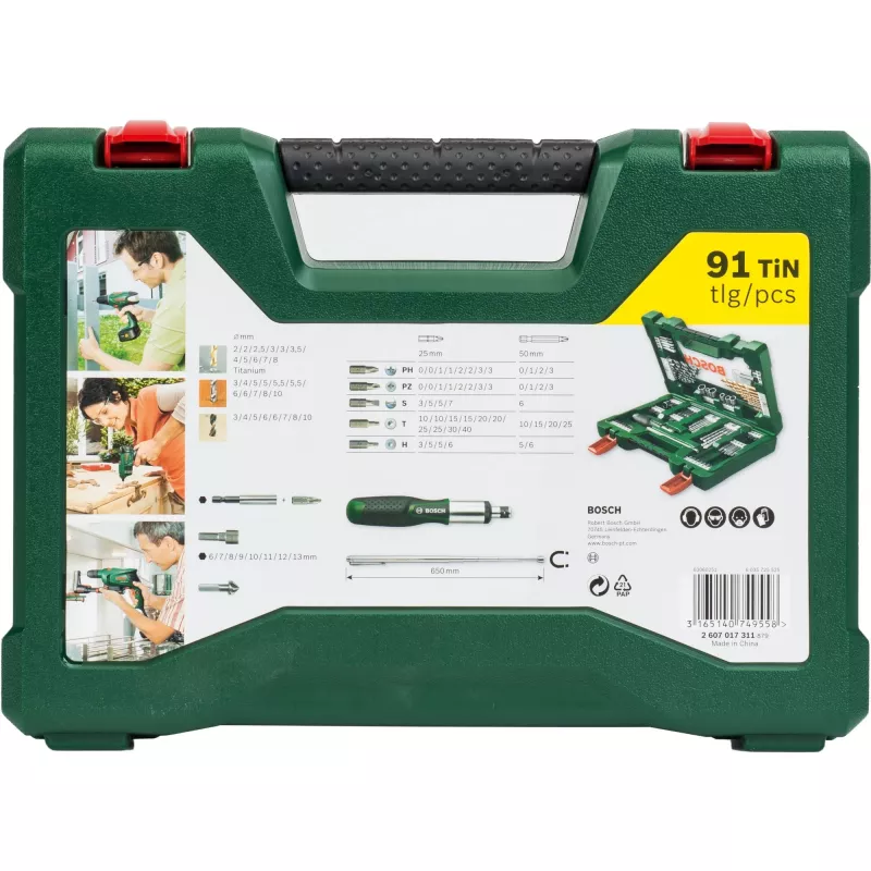 Conjunto de brocas/pontas V-Line TIN, 91 peças, conjunto de brocas e pontas (verde)