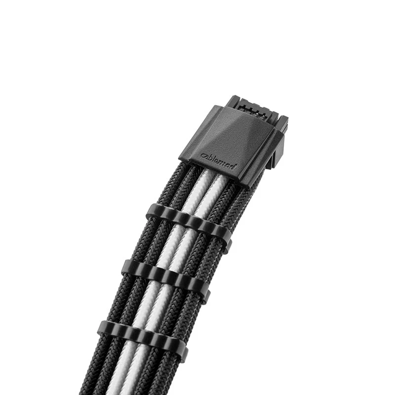 Kit de cabos CableMod C-Series PRO ModMesh 12VHPWR para Corsair RM, RMi, RMx (etiqueta preta) – preto/branco