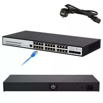 Switch gerido Extralink Chiron Pro 24x RJ45 1000Mb/s PoE 4x SFP+ L3 370W
