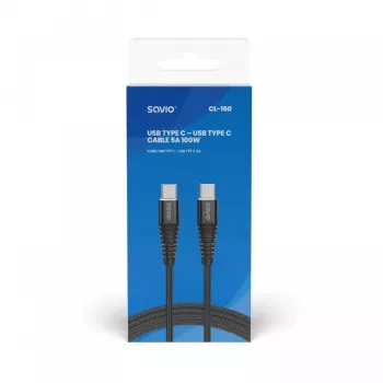 Cabo USB Savio CL-160 2 m USB 2.0 USB C - USB C preto
