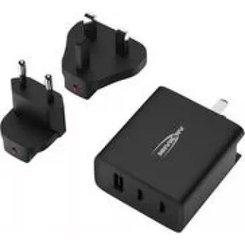 Carregador USB Ansmann carregador de viagem TC315 / 3 A / 15,5 W / carregador USB de 3 portas 15,5 W conector fêmea USB-A Smart IC preto interior (1001-0178)