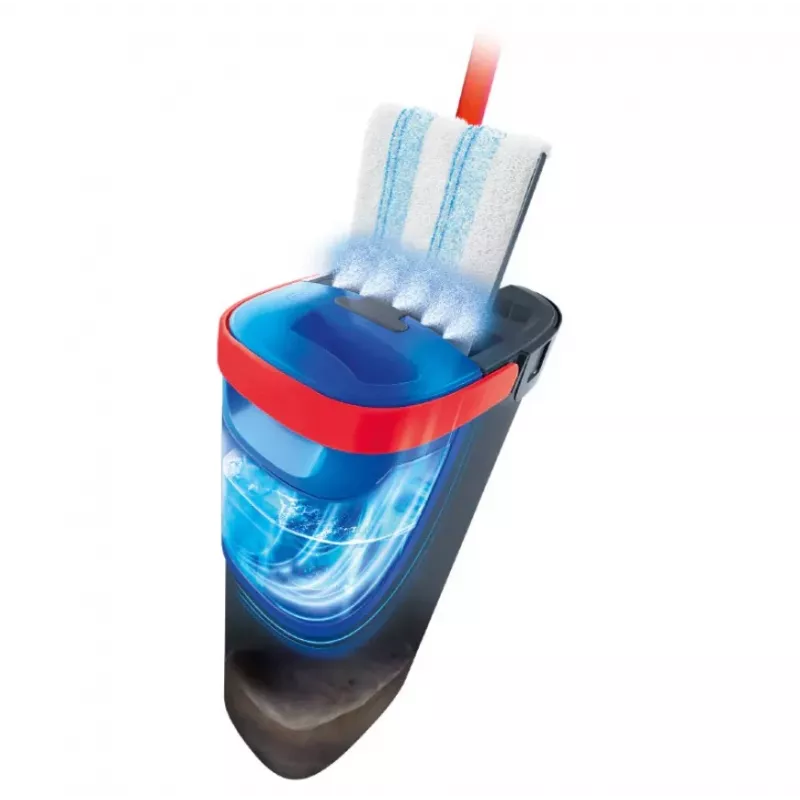 Vileda H2PrO 175775 conjunto de esfregona plana com sistema de dois depósitos, microfibra, preto/vermelho