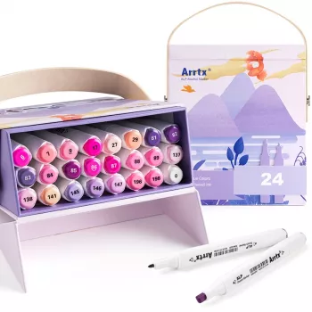 Marcadores de dupla ponta Arrtx LC302239 — 24 cores, conjunto de tons de violeta