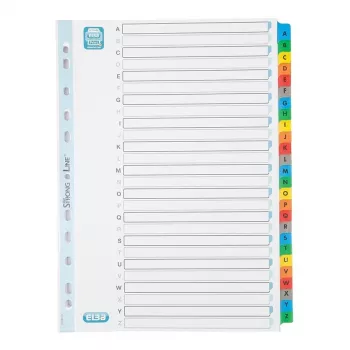 Elba índice de fichas Mylar A-Z, 26 partes, A4 extralargo, 230 x 297 mm, separadores coloridos (592581-20)