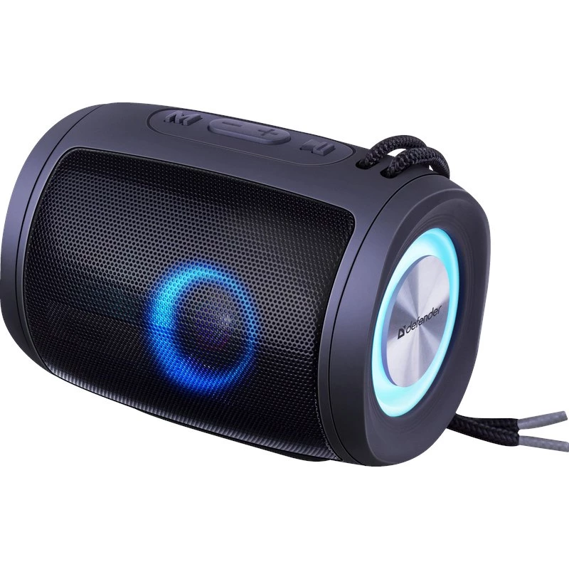 DEFENDER Enjoy S200 65200 coluna Bluetooth portátil, TWS, 5 W, luz LED, FM, microSD, bateria de 10 h, preta