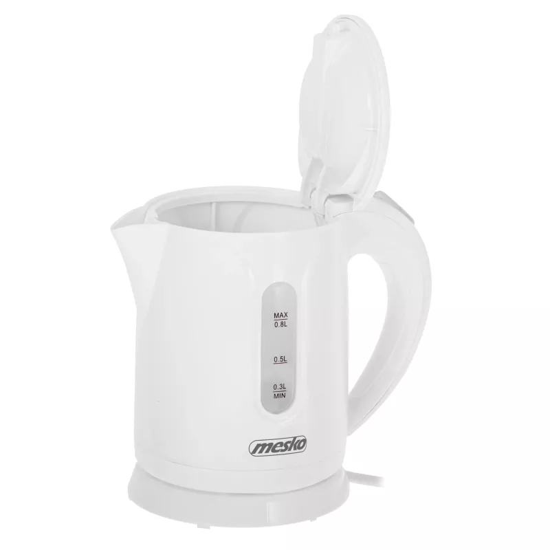 Chaleira elétrica Mesko | MS 1376 | Elétrica | 850 W | 0,8 L | Plástico | Base rotativa 360° | Branco