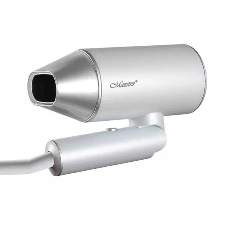 Secador de cabelo Maestro MR-213 2100W com cabo dobrável, 2 velocidades, função ar frio, concentrador de parede dupla, prateado
