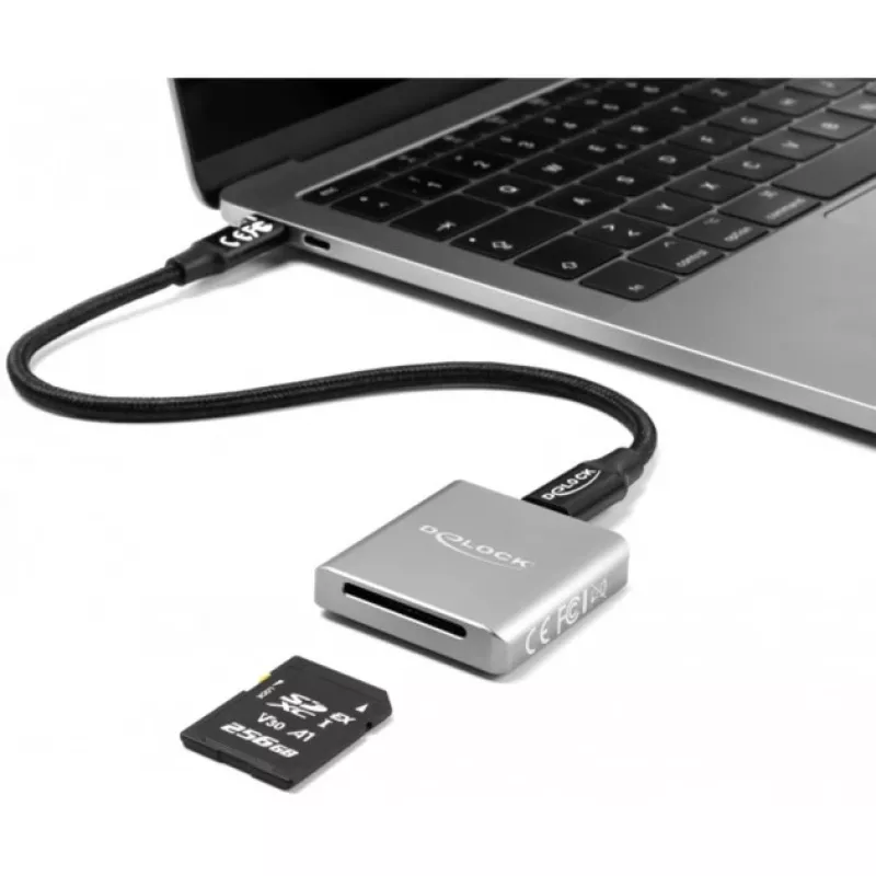 Leitor de cartões DeLOCK 91006 cinzento SD USB Type-C 10000 Mbit/s