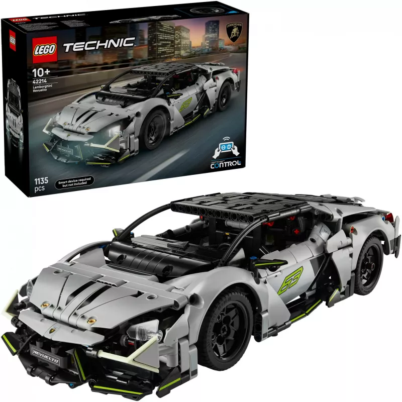 LEGO Technic Supercar Lamborghini Revuelto 42214 — modelo detalhado à escala 1:10, 1.135 peças