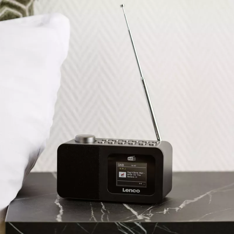 Lenco CR-625BK rádio-despertador DAB+/FM com Bluetooth e carregamento sem fios, preto