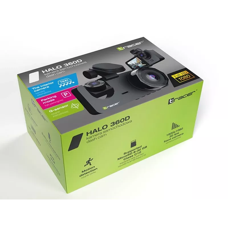 Tracer Halo 360 Dual TRAKAM47568 dashcam para automóvel, Full HD, ecrã de 3 polegadas