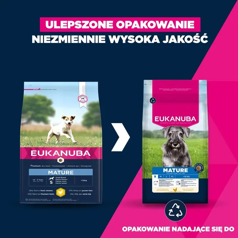Comida seca para cães EUKANUBA Mature Small Chicken 3 kg — para cães adultos de raças pequenas