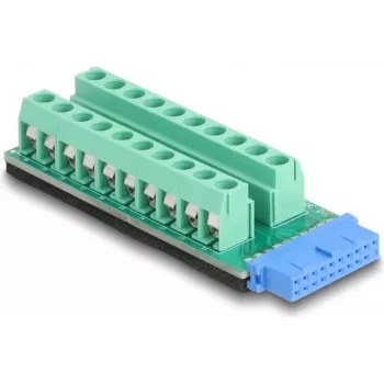 Adaptador de cabo DELOCK 67191 — header USB 19 pinos para barra de terminais de 20 pinos, preto/verde