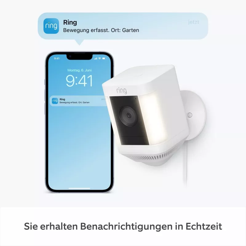 Câmara de vigilância de rede Ring Spotlight Cam Plus Plug-In para exterior
