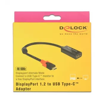 Adaptador de cabo de vídeo DeLOCK 63928 USB Type-C para DisplayPort 20 pinos