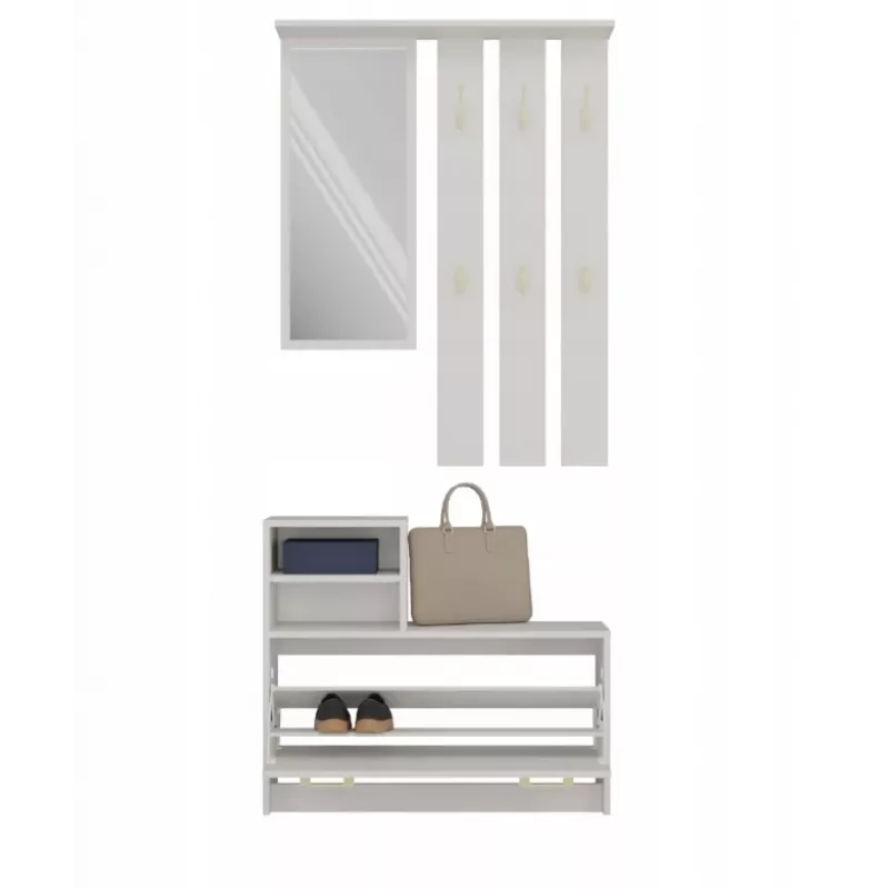 Roupeiro Top e shop VERA Caxemira GS1 — 1800×850×240 mm, porta de abrir, espelho, 1 prateleira, 6 ganchos