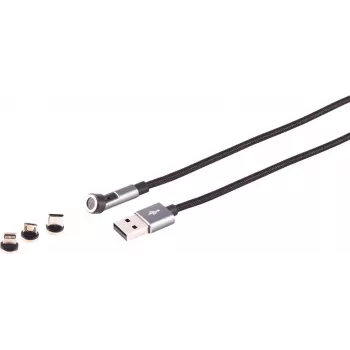 Cabo USB-A magnético 3 em 1 ShiverPeaks 14-19011 — 540° rotativo 7 pinos, 2,0 m