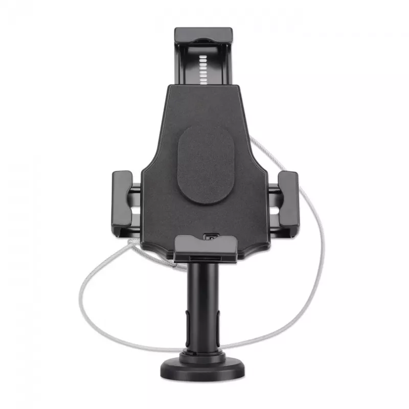Suporte de mesa para iPad e tablet Manhattan, com fecho, montagem na parede, proteção antifurto segura, tablets de 7,9 polegadas a 10,5 polegadas, rotação 360°, inclinação +/- 70°, rotação 330°, preto, garantia vitalícia