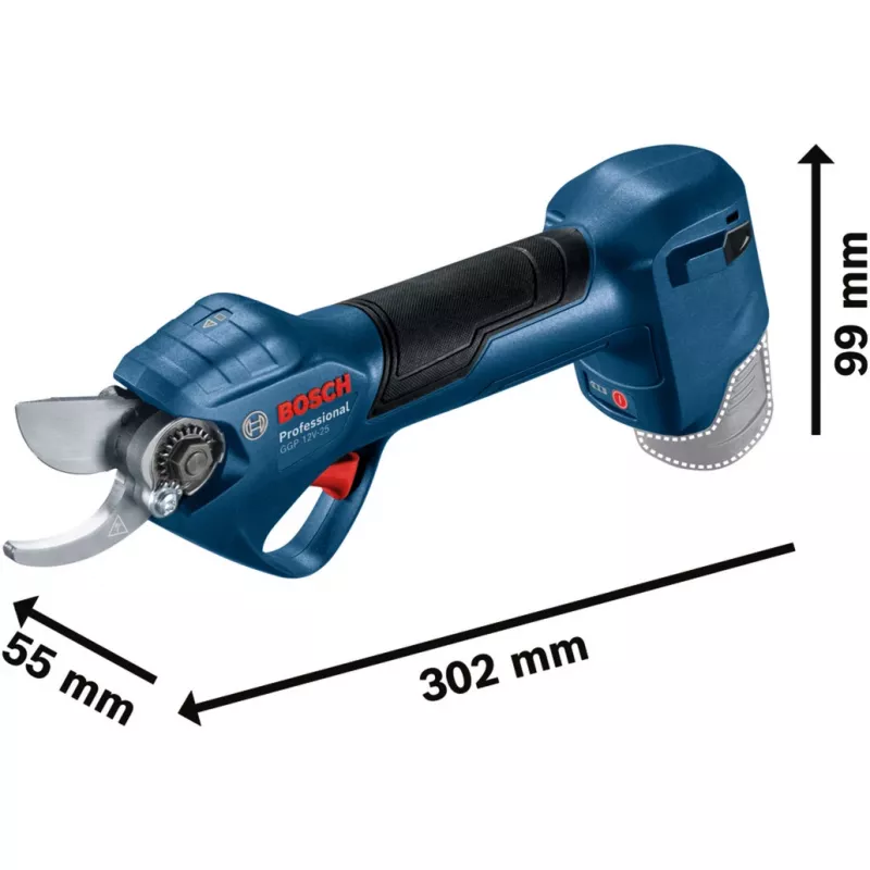 Tesoura de jardim a bateria GGP 12V-25 Professional solo, 12 volts (azul/preto, sem bateria e carregador)