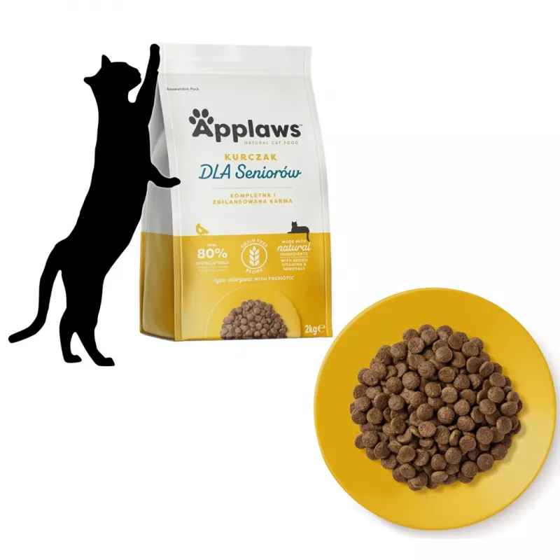 Applaws Senior com frango, ração seca para gatos, 2 kg