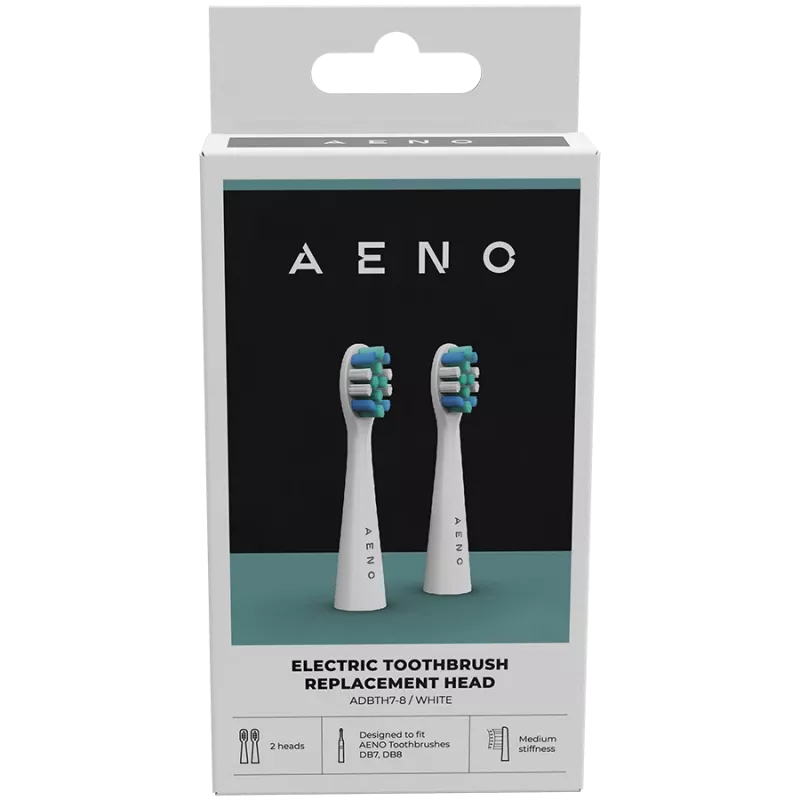 Cabeças de escova de substituição AENO, branco, cerdas Dupont, conjunto de 2 (para ADB0007/ADB0008)