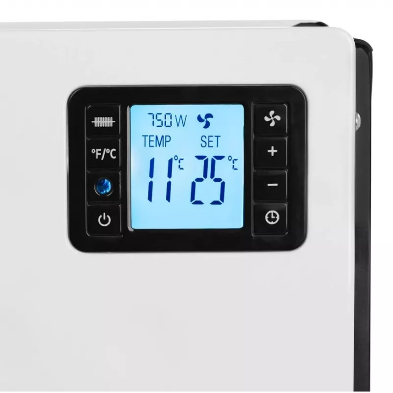 Aquecedor elétrico convector NOVEEN CH8000 — 2000 W, 3 níveis de potência, temporizador, comando, branco