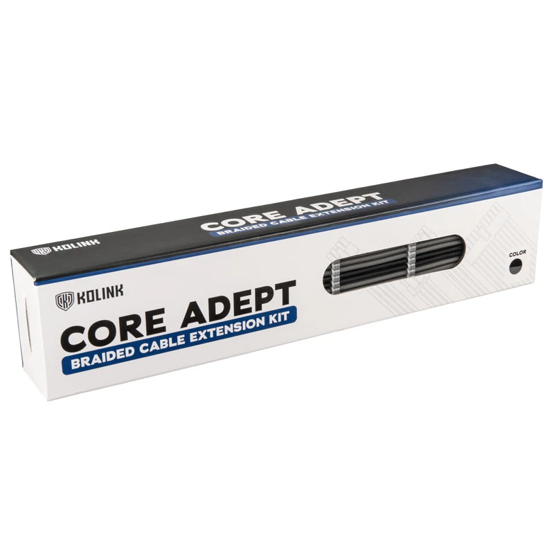 Kolink Core Adept COREADEPT-EK-BGR kit de extensão de cabos entrançados, preto/cinzento