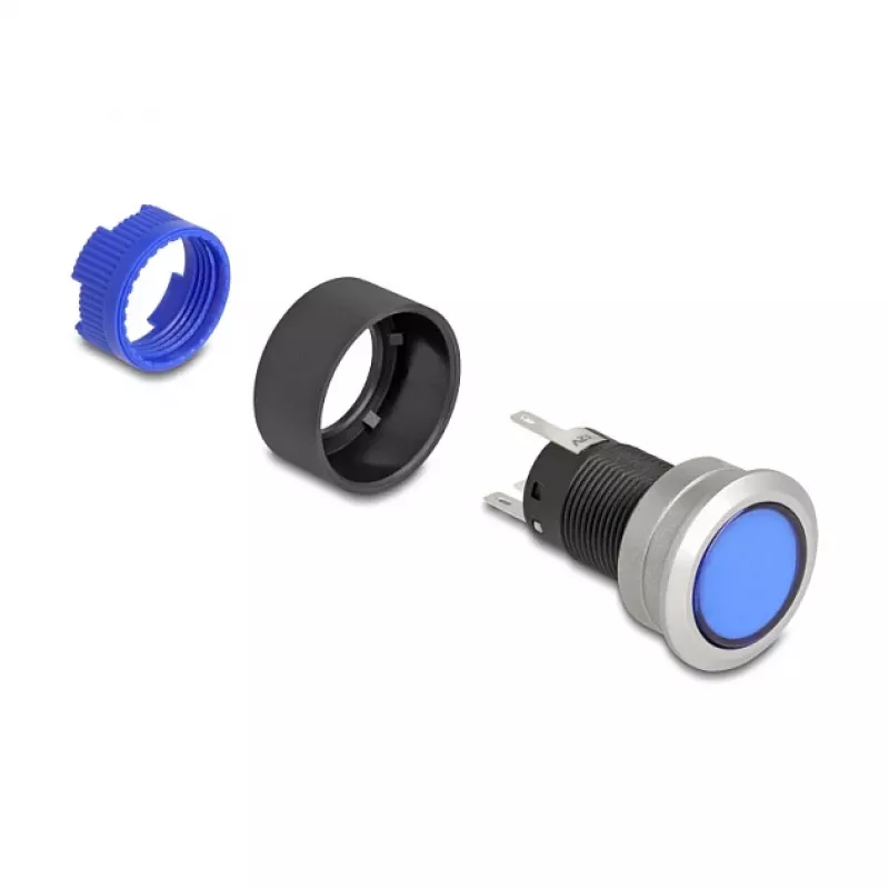 Botão de pressão DELOCK 22049 22 mm, 5× terminais de solda, montagem em painel