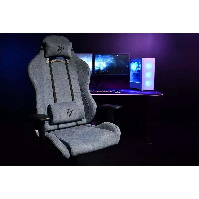 Cadeira gaming Arozzi Torretta SoftFabric Blue — design ergonómico, altura e braços ajustáveis