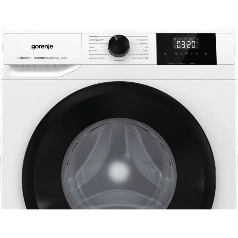 Máquina de lavar roupa de instalação livre Gorenje W3NGPI72SBS, 7 kg, 1200 rpm, motor inverter, vapor, 15 programas, branco