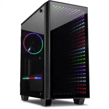 Caixa INTER-TECH X-608 INFINITY MICRO, microATX, RGB, frente e painel lateral em vidro temperado, sem fonte de alimentação