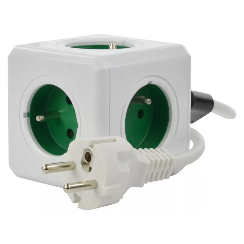 Régua de tomadas Allocacoc PowerCube Extended tipo E 1,5 m 5 tomadas AC interior verde