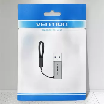 Adaptador Vention USB 3.0 macho para Type-C fêmea cinzento liga de alumínio