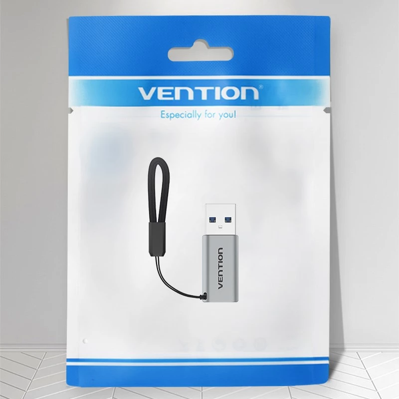Adaptador Vention USB 3.0 macho para Type-C fêmea cinzento liga de alumínio