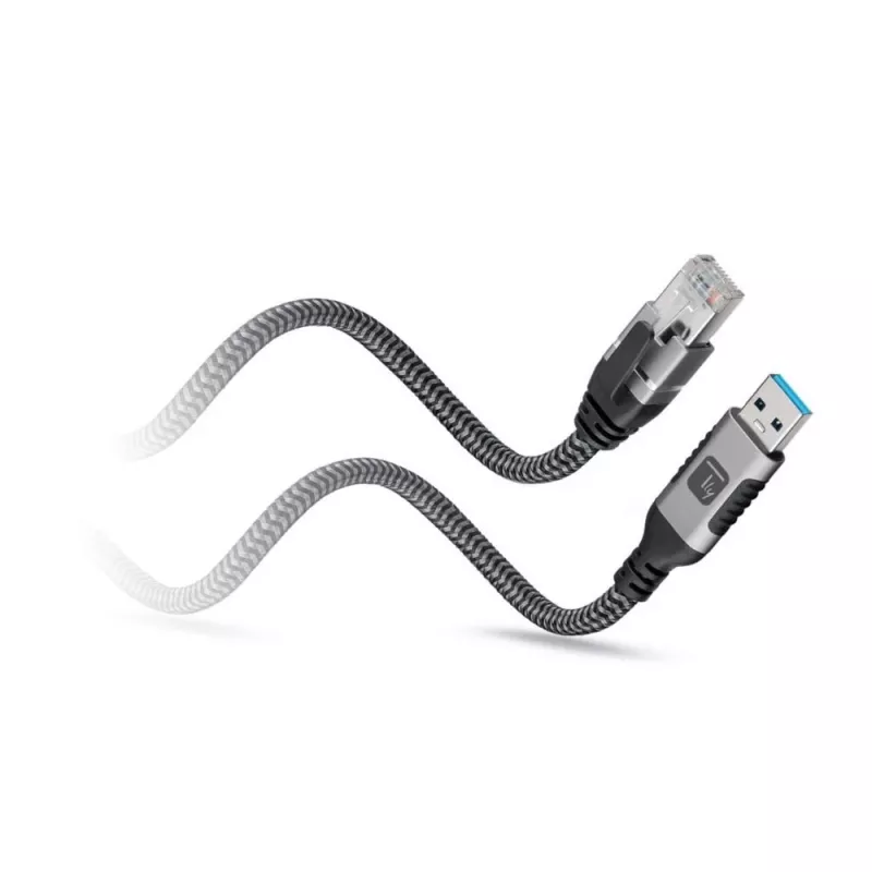 Techly ICOC U3A-RJ45-010 cabo adaptador USB-A para Gigabit Ethernet, 1 m, preto/prateado