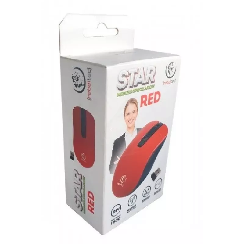 Rato ótico sem fios Rebeltec STAR vermelho