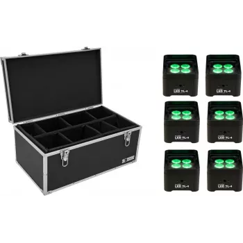 Conjunto de luz de travessa LED EUROLITE TL-4 com 6 unidades e flightcase