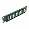 Patch panel de fibra ótica DeLOCK 10 polegadas 12 portas LC quad verde 1U preto