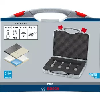 Bosch PRO Ceramic Dry X-LOCK 2607017579 conjunto de brocas diamantadas para cerâmica/azulejos, 4 pcs, 6/8/10/12 mm, M14