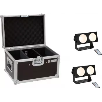 Conjunto de luz LED EUROLITE CBB-2 COB WW 2x com case – 2 projetores COB branco quente, case de transporte