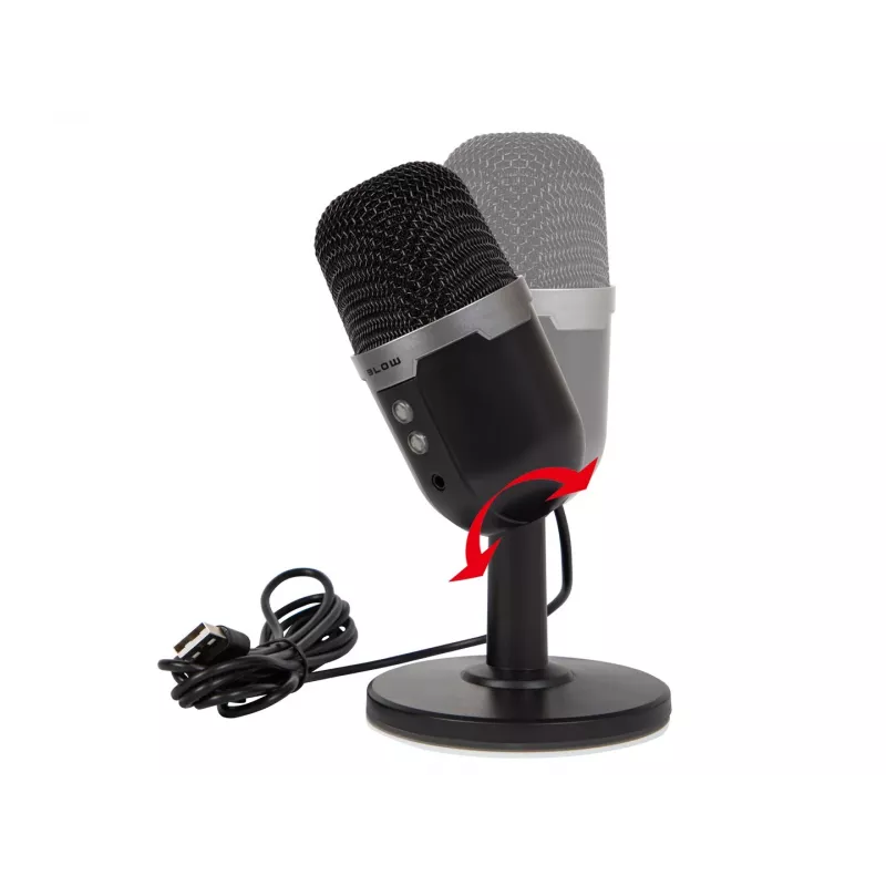 Microfone de estúdio BLOW com suporte LED — com fios USB 2.0, 20–16000 Hz, sensibilidade -50 dB, 237 g